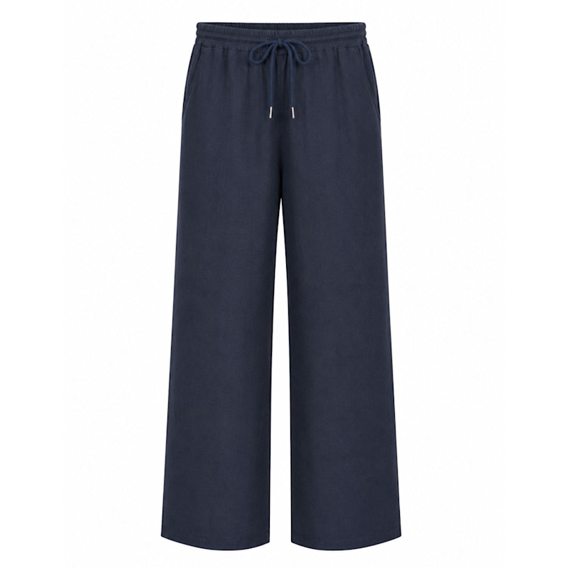 Thumbnail of Linen Trousers Elastic Waistband Drawstring Navy image