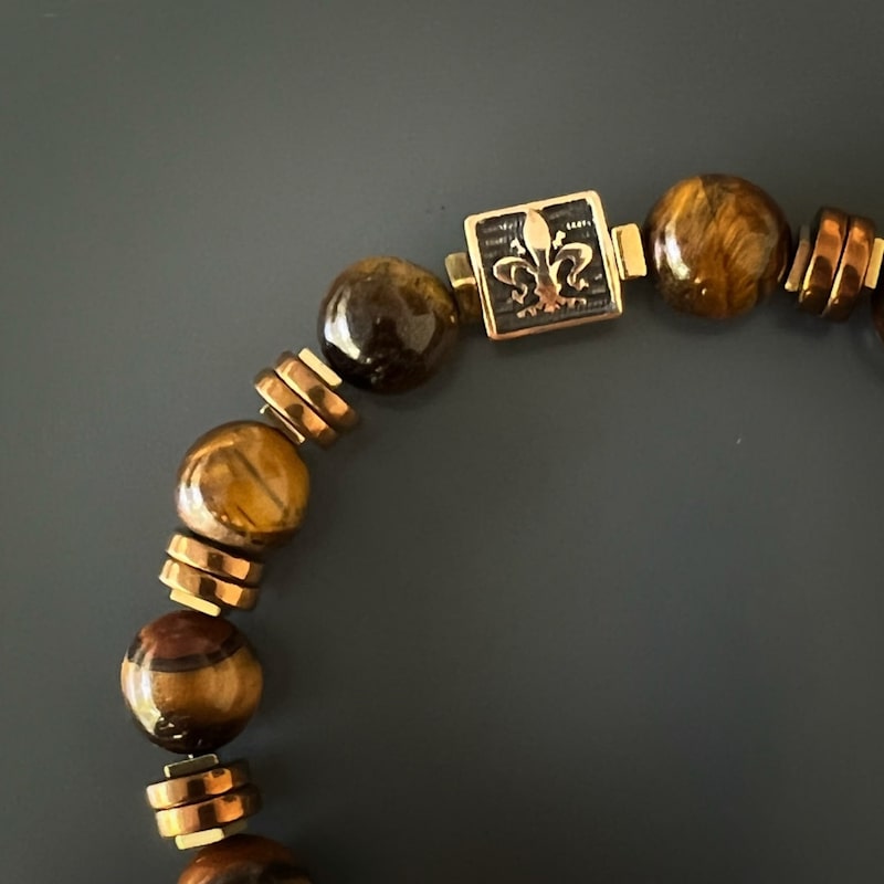 Thumbnail of Lion Tiger Eye Men Beaded Bracelet - Brown - image