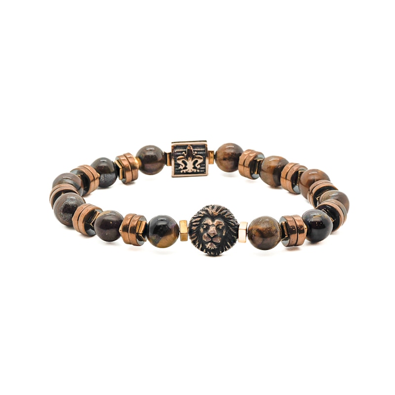 Thumbnail of Lion Tiger Eye Men Beaded Bracelet - Brown - image