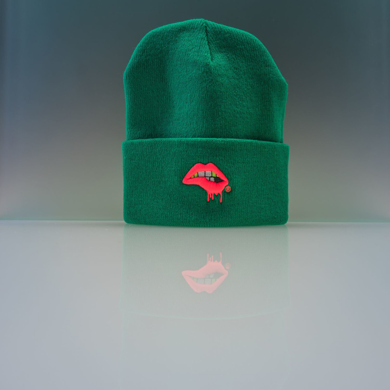 Thumbnail of Lips Beanie / Neon Pink Lips image