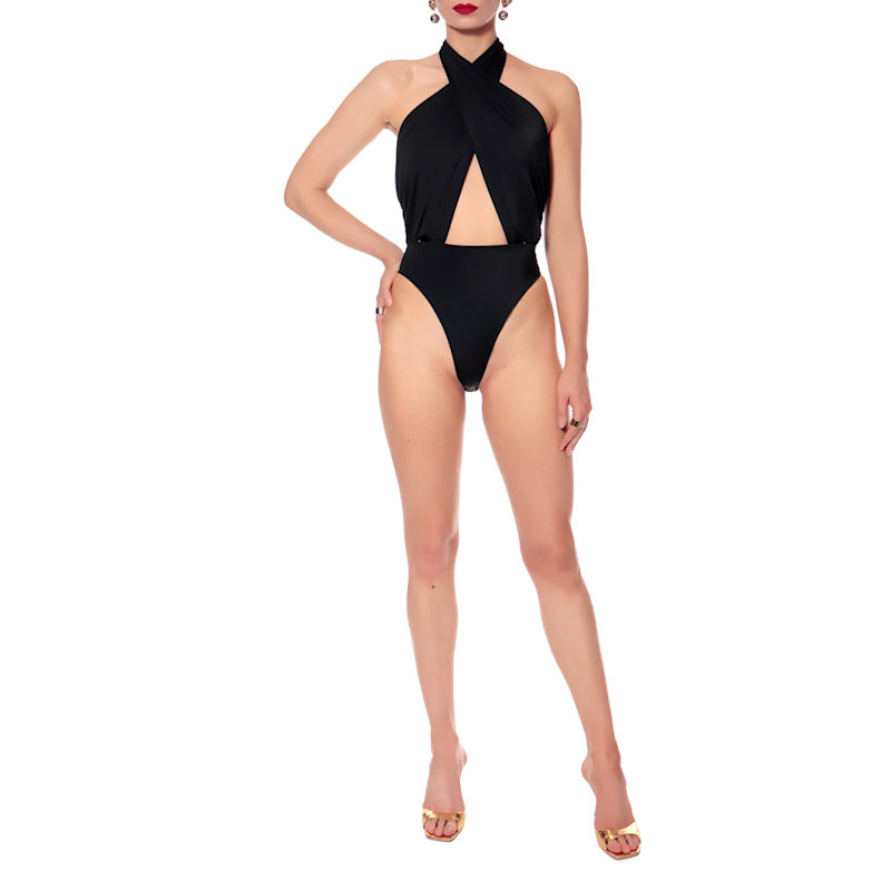 Thumbnail of Liv Black Body Suit With Open Back image