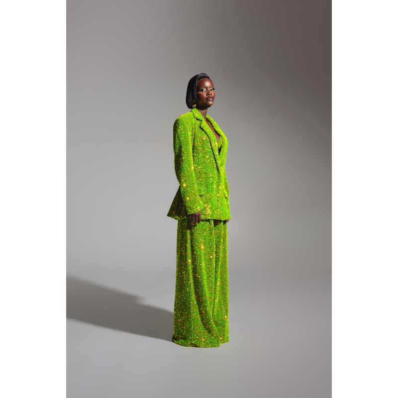 Thumbnail of Liza Sequin Blazer In Olivine image