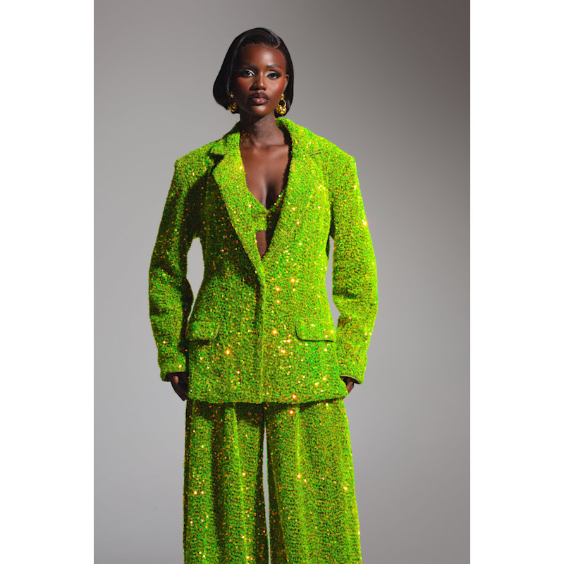 Liza Sequin Blazer In Olivine | OFUURE | Wolf \u0026 Badger