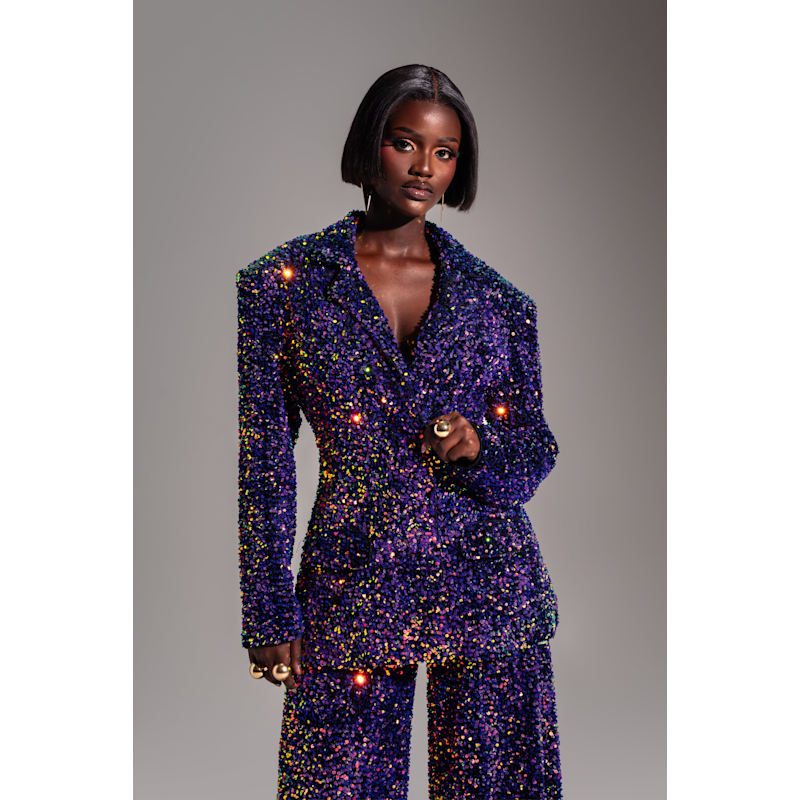Thumbnail of Liza Sequin Blazer In Tanzanite image