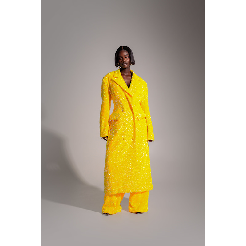 Thumbnail of Liza Sequin Long Jacket In Amber image