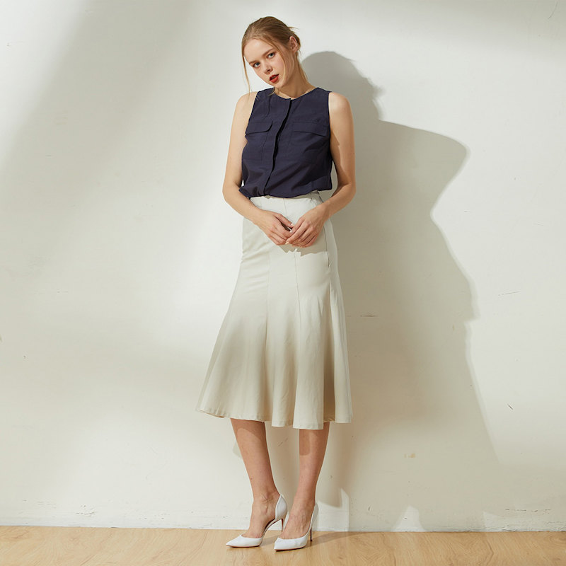 Thumbnail of Kierce Mermaid Midi Skirt In Oyster image