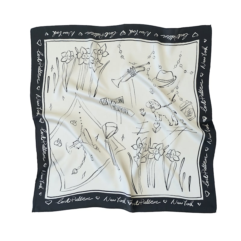 Thumbnail of New York In Sketches Silk Scarf - Black & White image
