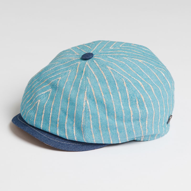 Lloyd Stripe Peaked Summer Italian Linen Bakerboy Newsboy Cap