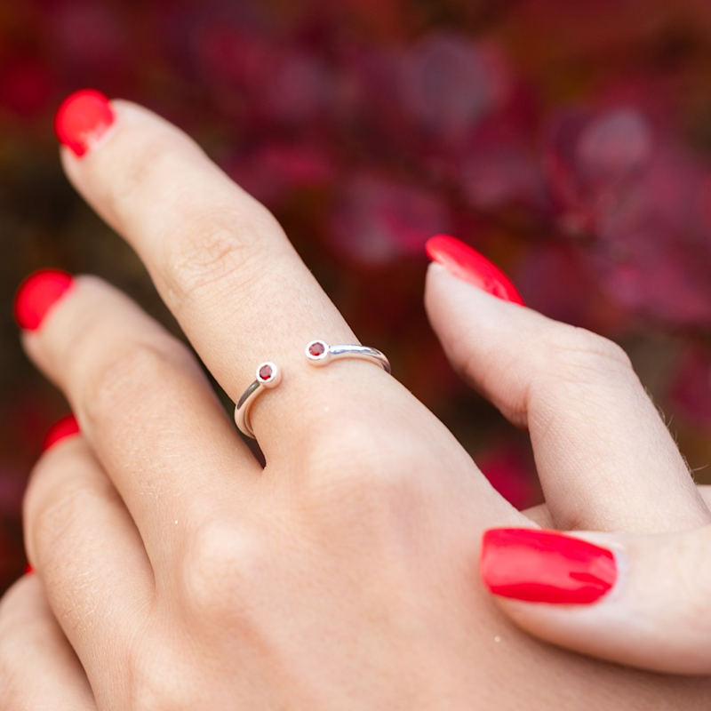Thumbnail of January Birthstone Open Style Ring - Garnet image