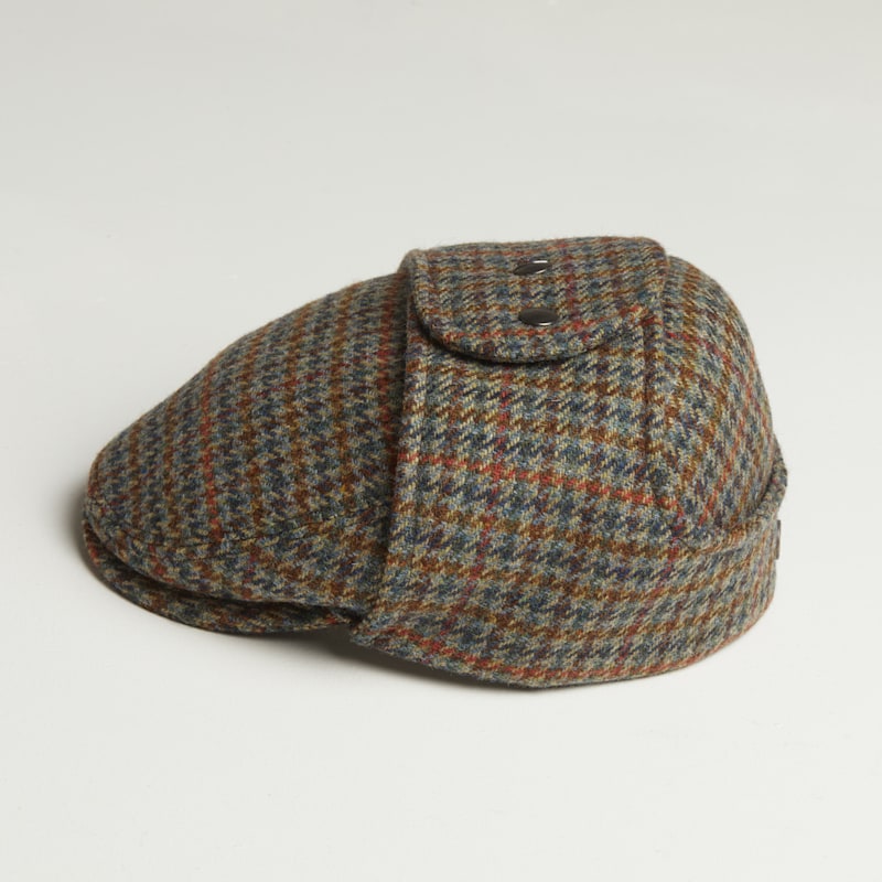 Thumbnail of Logan Forest Tweed Wool Checks Italian Cap With Earflaps Trapper image