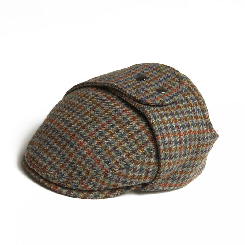 Thumbnail of Logan Forest Tweed Wool Checks Italian Cap With Earflaps Trapper image