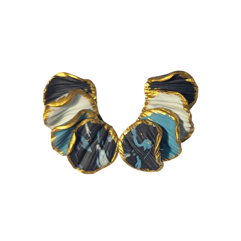 Thumbnail of Lola Handmade Black And Blue Layered Petal Earrings image