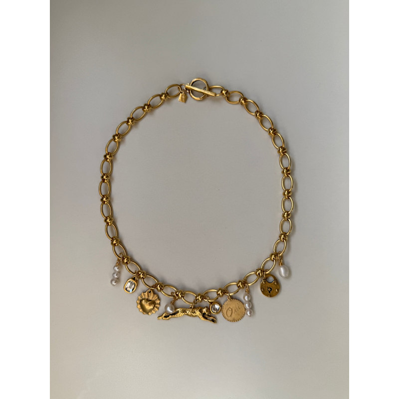 Thumbnail of Lola Gold & Pearl Cheetah Charm Necklace image