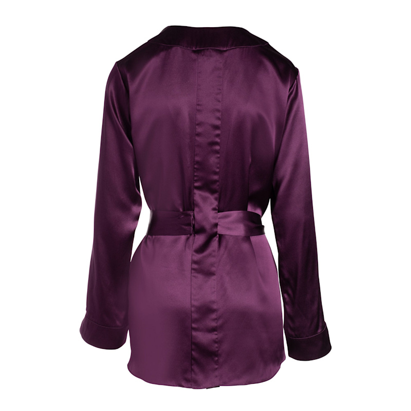 Thumbnail of Silk Short Robe In Plum image