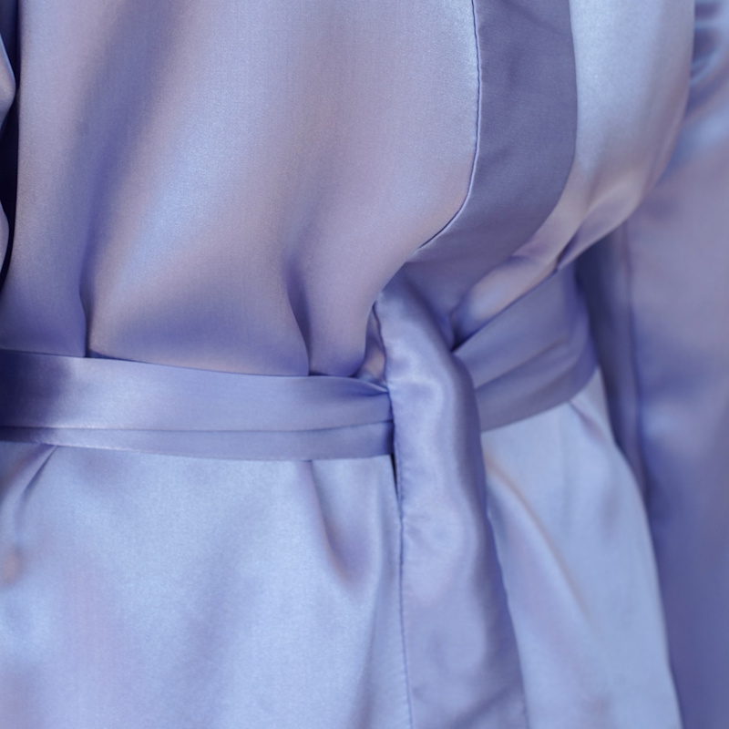 Thumbnail of Silk Short Robe In Periwinkle Blue image