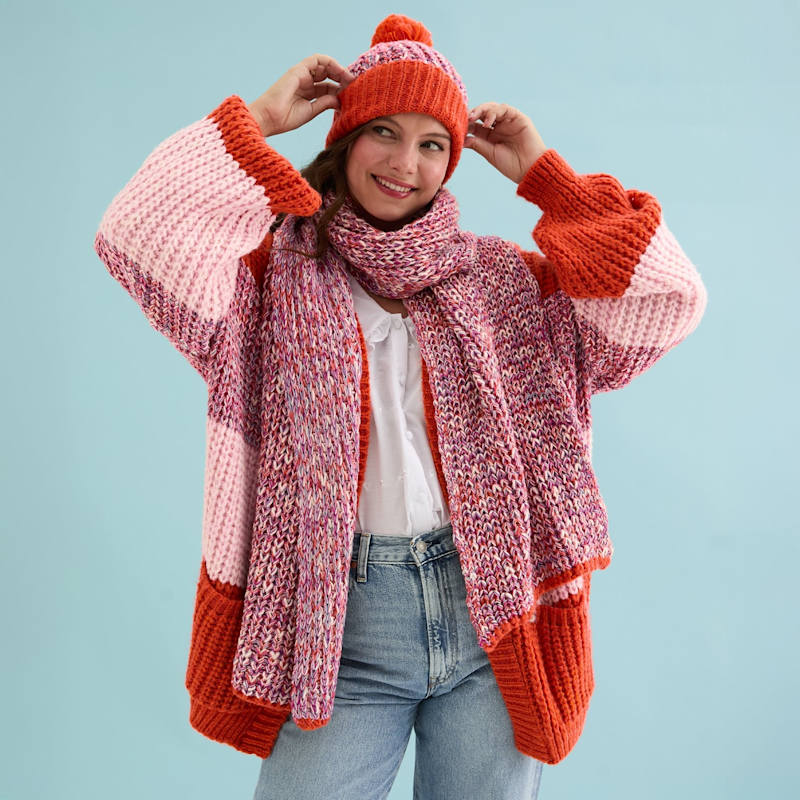 Thumbnail of Florence Twist Oversized Knitted Scarf - Orange image
