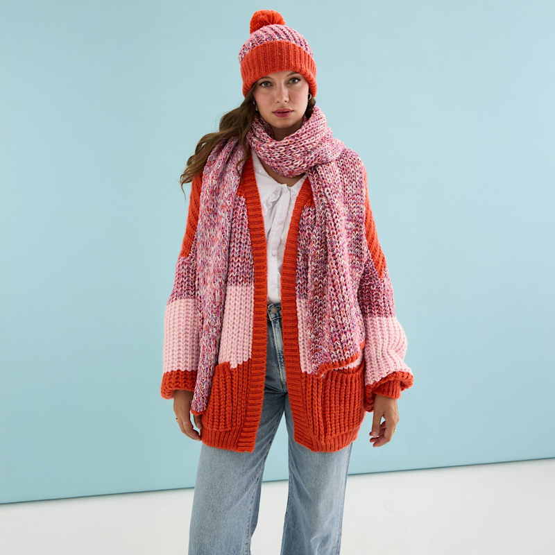 Thumbnail of Florence Twist Oversized Knitted Scarf - Orange image
