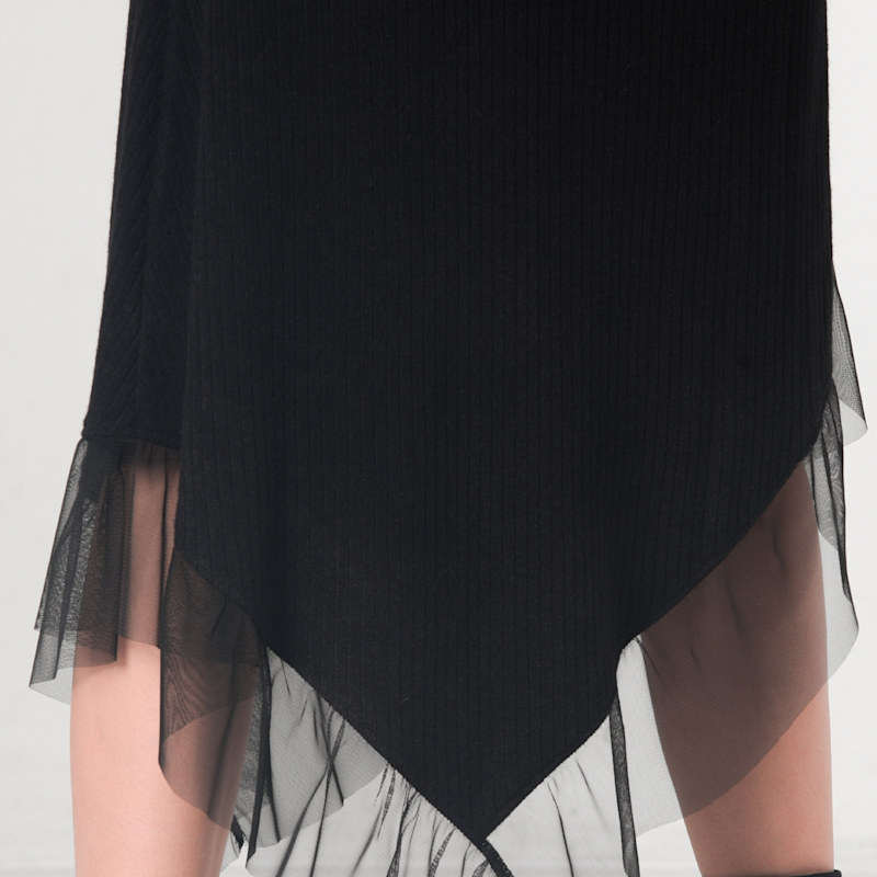 Thumbnail of Long Black Dress With Tulle Sleeves image