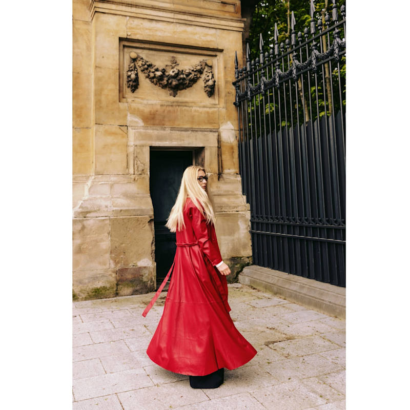 Thumbnail of Long Button-Up Eco-Leather Trench - Red image