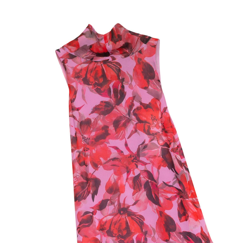 Thumbnail of Long Printed Dress With Ruffles And A Tie Neckline image