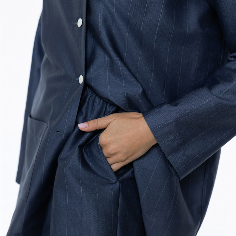 Thumbnail of Long Pyjamas Set Stripe In Line Indigo image