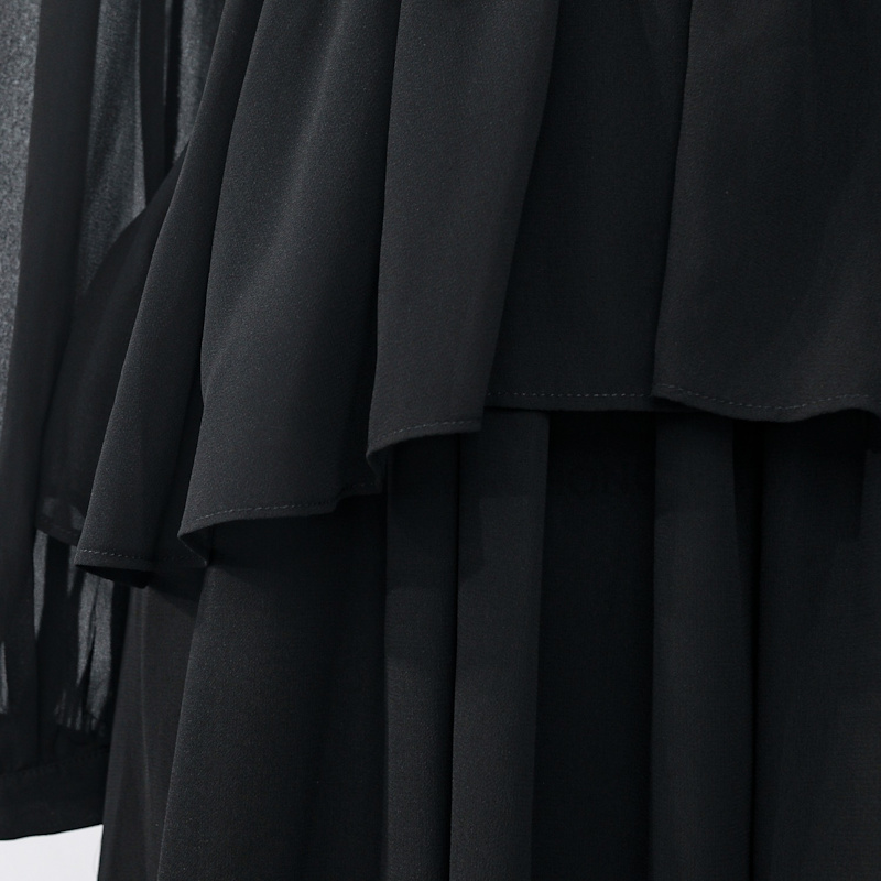 Thumbnail of Long Ruffle Chiffon Dress - Black image