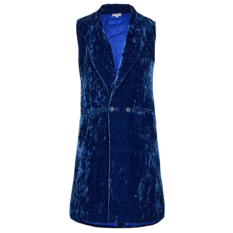 Thumbnail of Long Silk Velvet Waistcoat In Sapphire Blue image