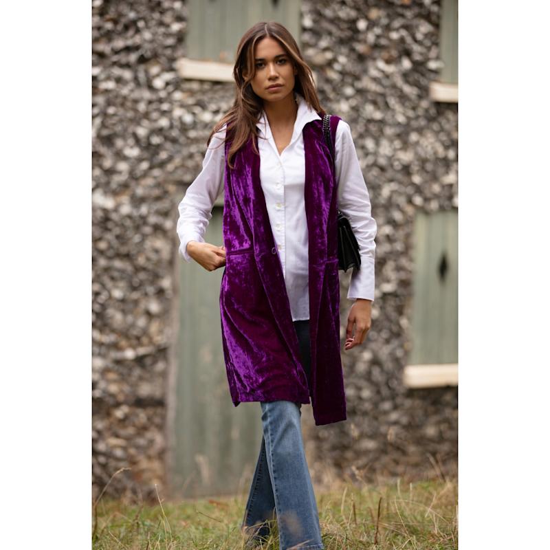 Thumbnail of Long Silk Velvet Waistcoat In Violet image