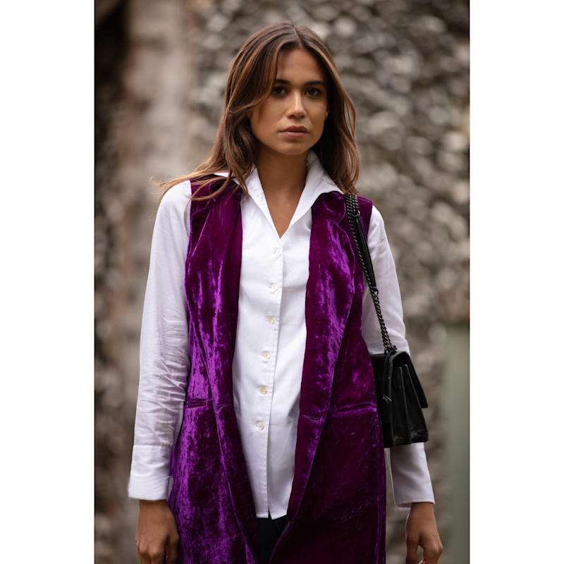 Thumbnail of Long Silk Velvet Waistcoat In Violet image