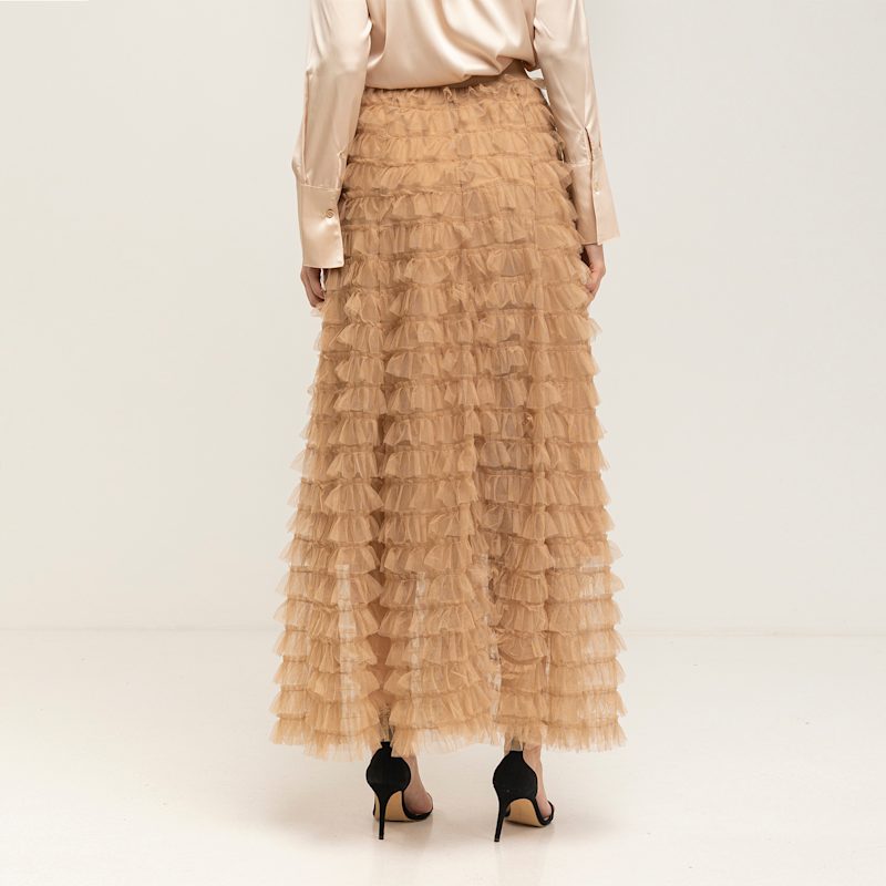 Thumbnail of Long Skirt With Tulle Ruffles And Elastic Waistband image