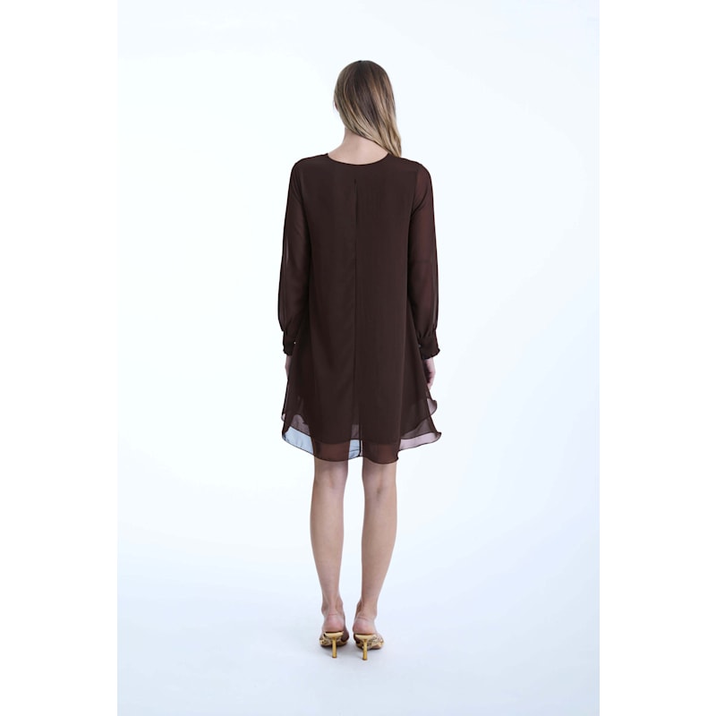 Thumbnail of Long Sleeve Brown Wave Hem Dress image