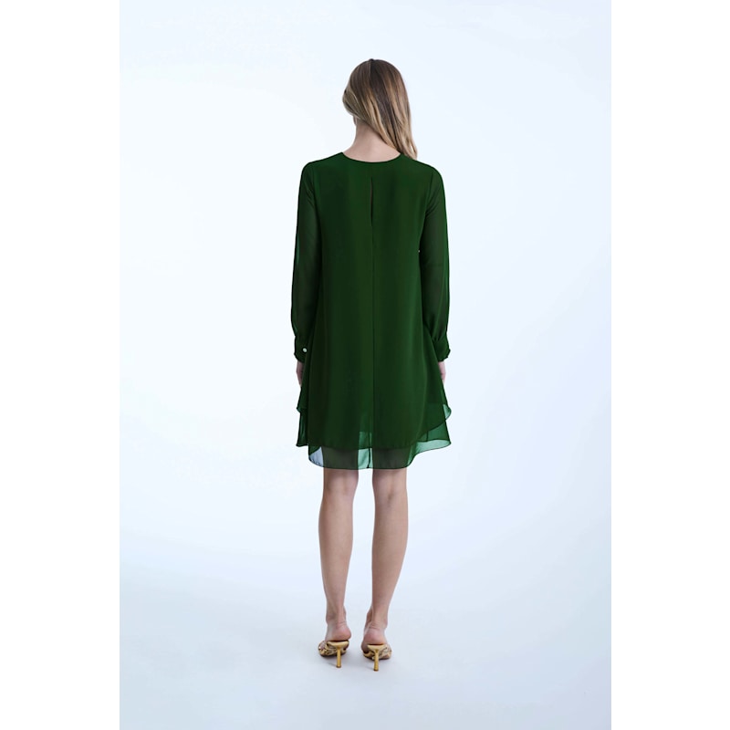 Thumbnail of Long Sleeve Green Wave Hem Dress image
