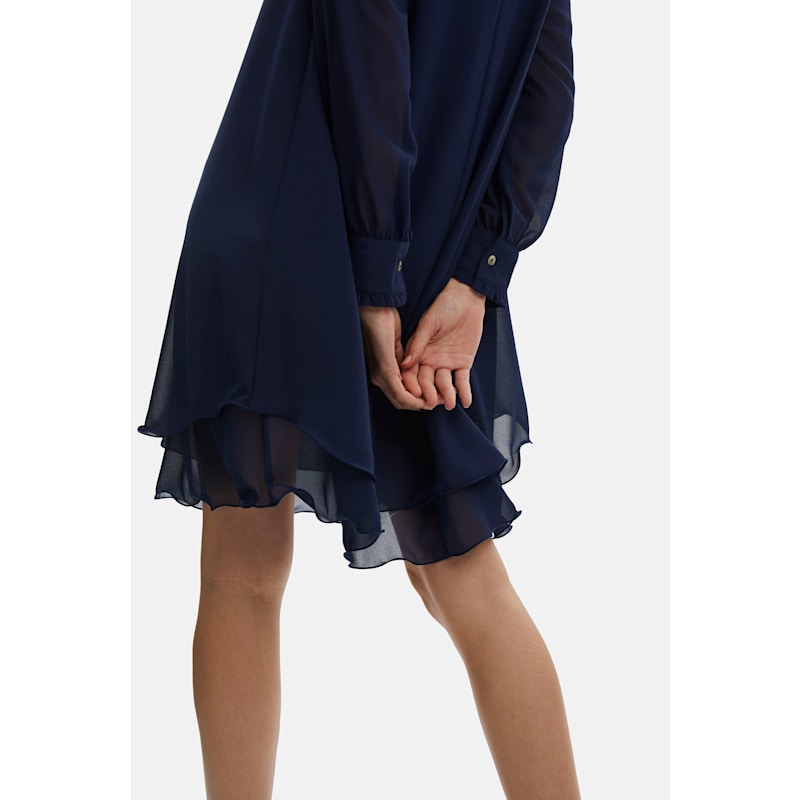 Thumbnail of Long Sleeve Navy Wave Hem Dress image