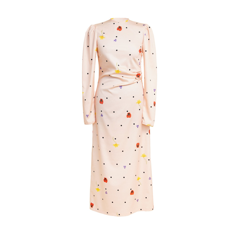 romantic midi dress with sleeves Wrapped in Romance Floral Smocked Eyelet Midi Dress L / French Vanilla