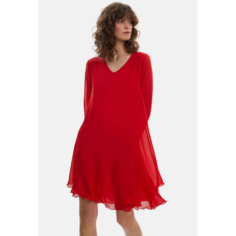 Thumbnail of Long Sleeve Red Wave Hem Dress image