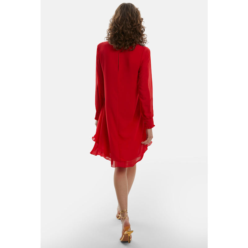 Thumbnail of Long Sleeve Red Wave Hem Dress image