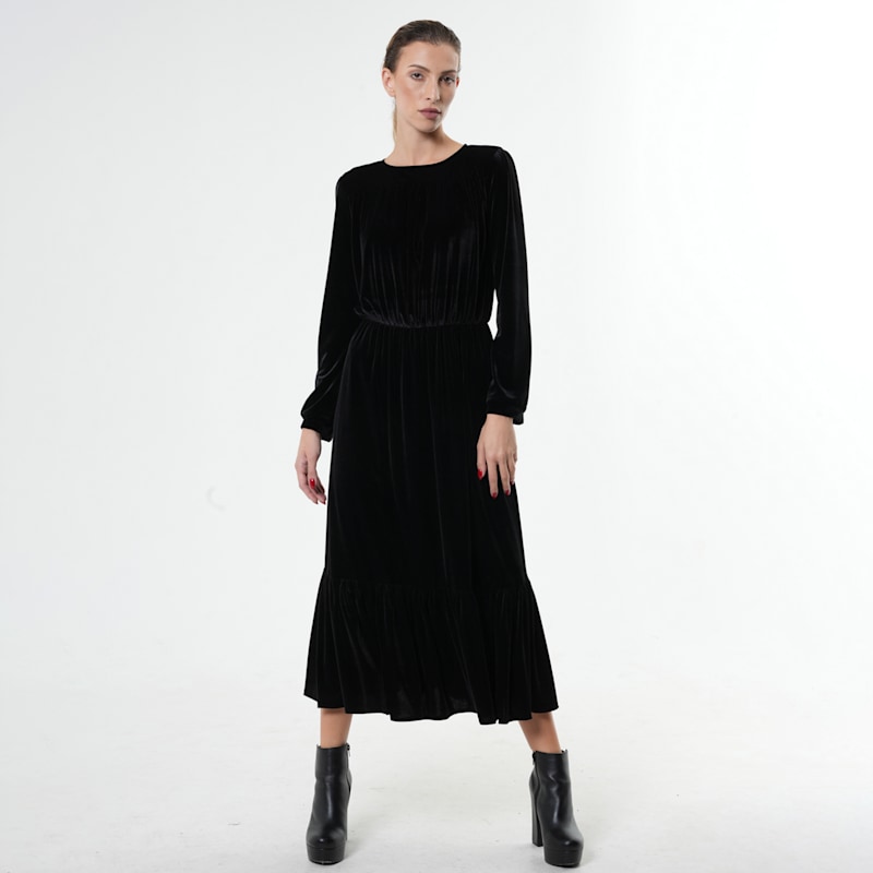 Thumbnail of Long Velvet Dress In Black image