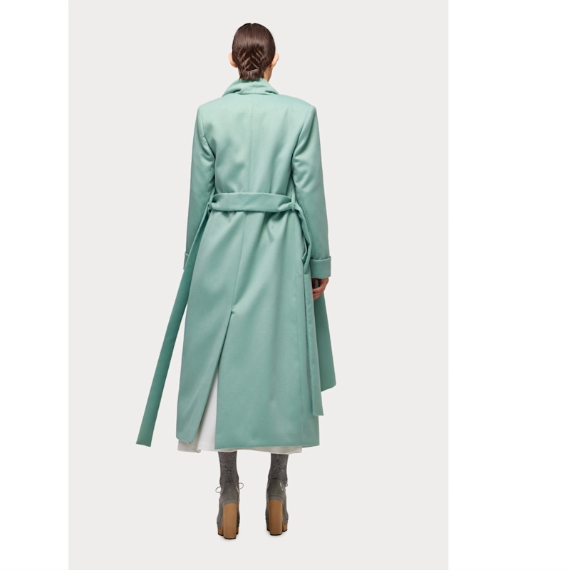 Thumbnail of Long Wrap Coat With Drape Collar Mint image