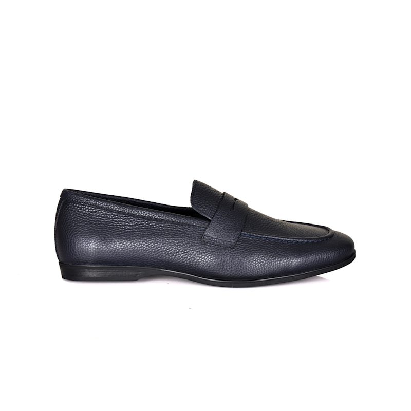 Thumbnail of Lorenzo Grained Leather Loafers - Navy image