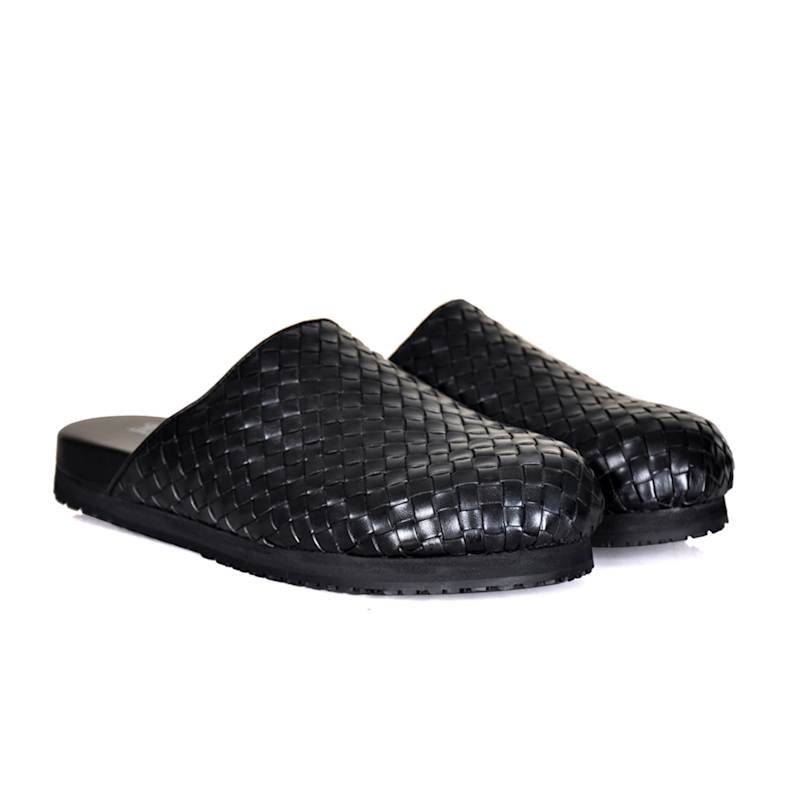 Lorenzo Handmade Woven Mules - Black | DAVID WEJ | Wolf & Badger