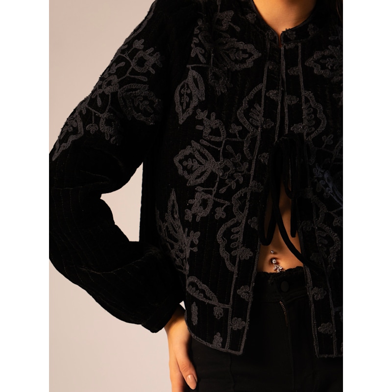 Thumbnail of Lori Black Velvet Embroidered Quilt Jacket image