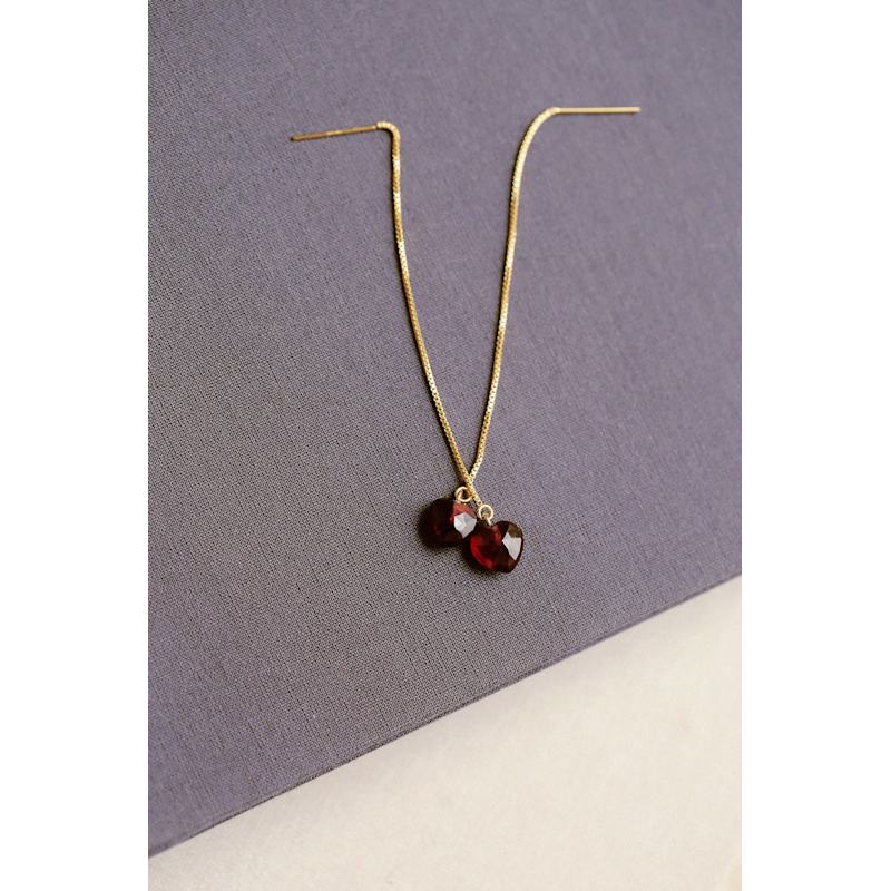 Thumbnail of Louise Garnet Heart Threader Earrings image