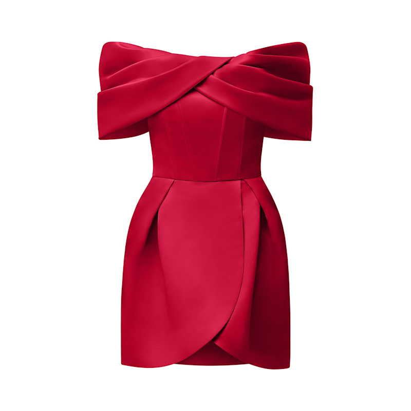 strapless open back dress Stylish Sleeveless Off-shoulder Elegant Large Bow Mini Dress – prettylilygal main image 1