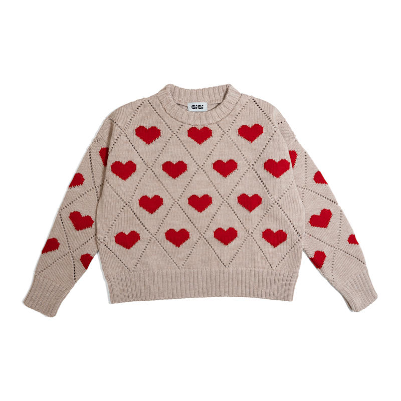 Love Sweater In Beige Red GiGi Knitwear Wolf Badger
