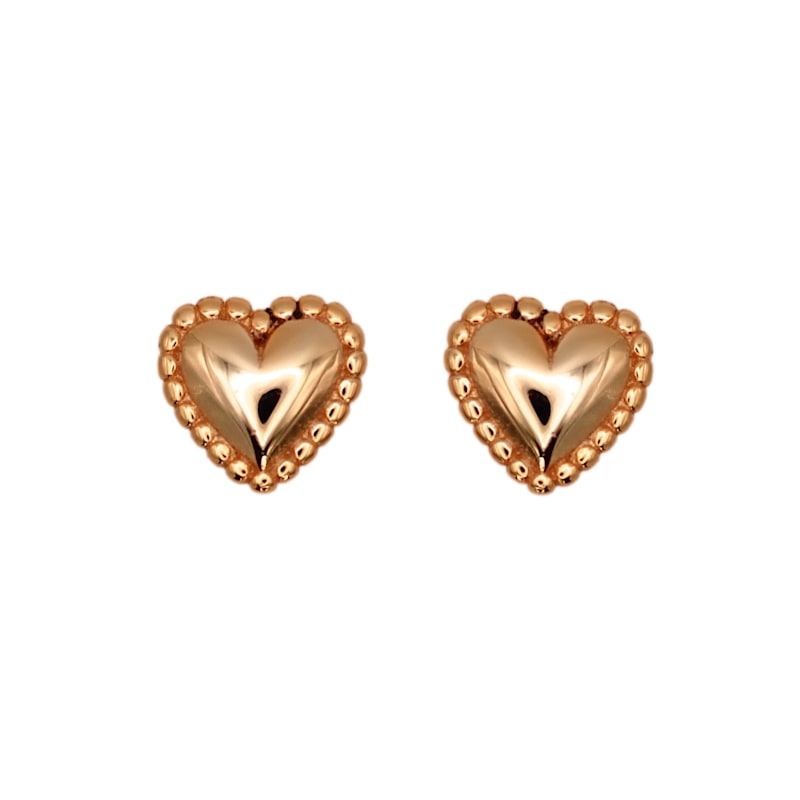 Thumbnail of Lovely Heart Stud Rose Solid Gold Earrings - Valentine Gifts image