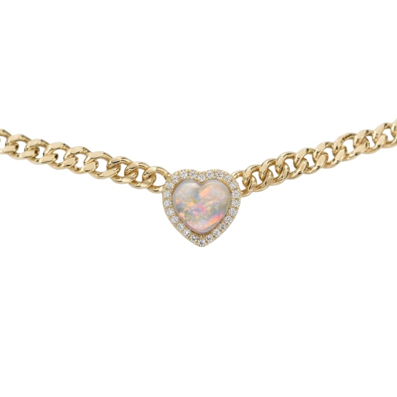 Thumbnail of Loves Frequency™ Mini Gold Plated Multi Colour Fire Opal Heart Choker Necklace image