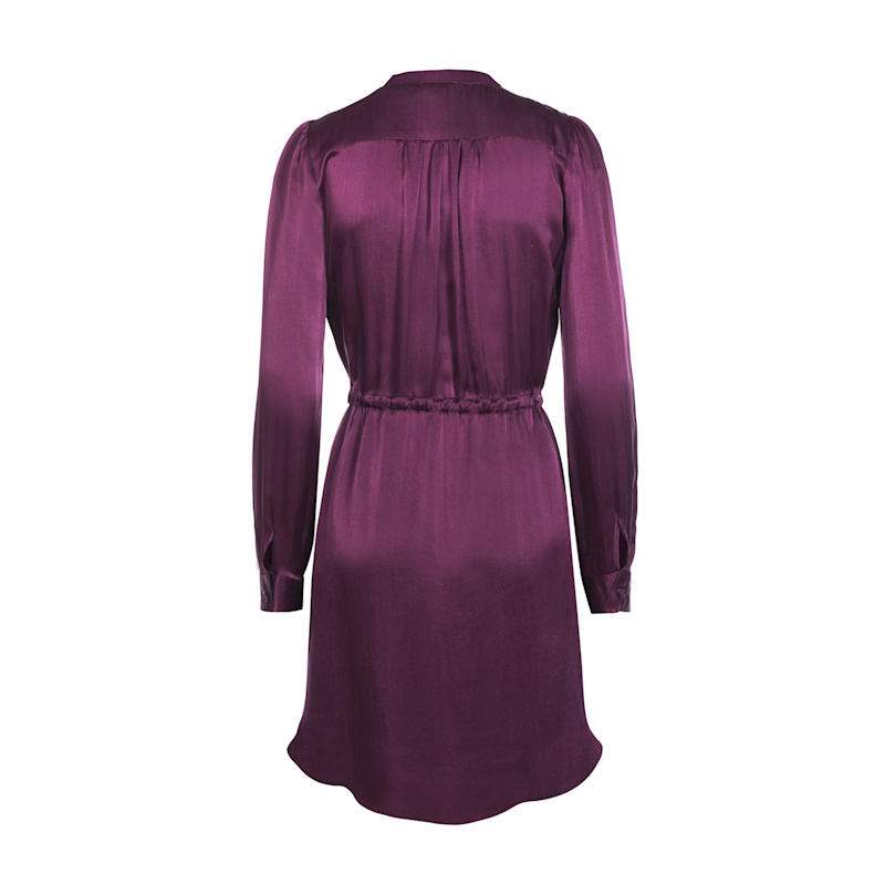 Modallica Viki Violet Organic GOTS Certified Silk Mini Shirt Dress - Purple