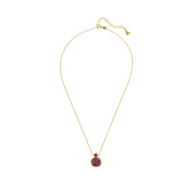 Thumbnail of Pomegranate Ruby Pink Pendant Necklace Gold image