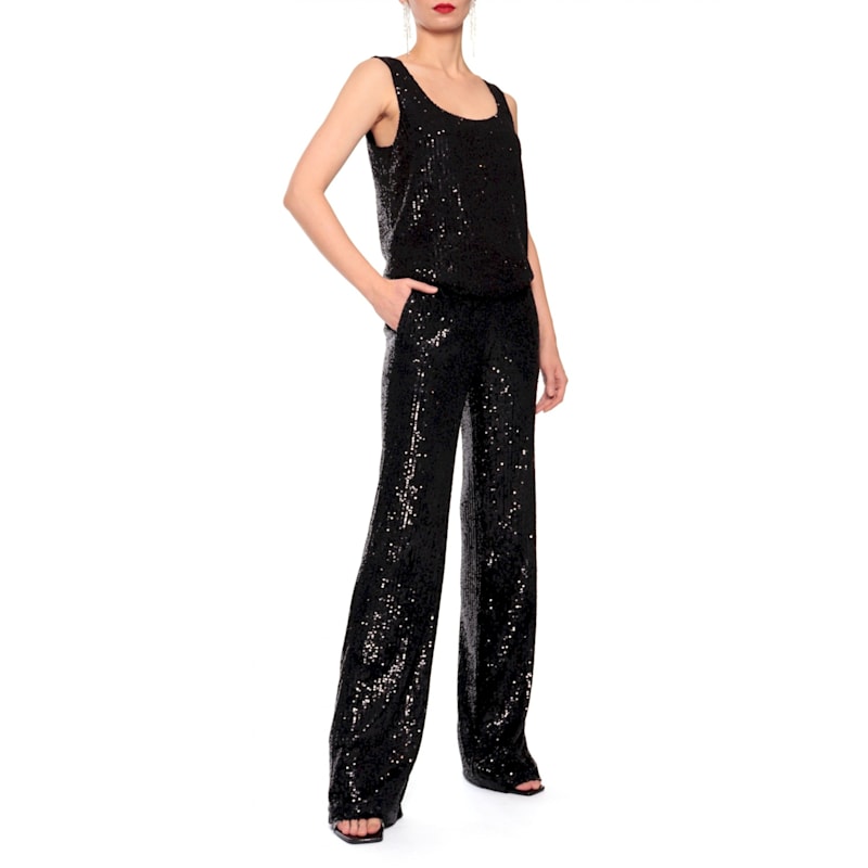 Thumbnail of Luca Obsidian Black High Waist Sequin Pants - Long image