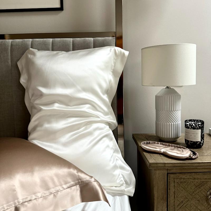 Thumbnail of Caramel Oxford Border Set Of Two Silk Works Pillowcases image